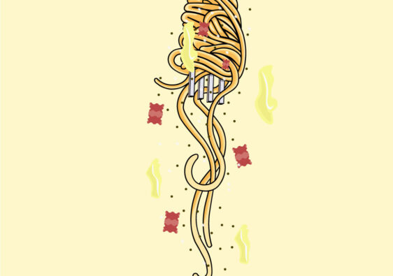 carbonara grafica adobe illustrator giallo spaghetti