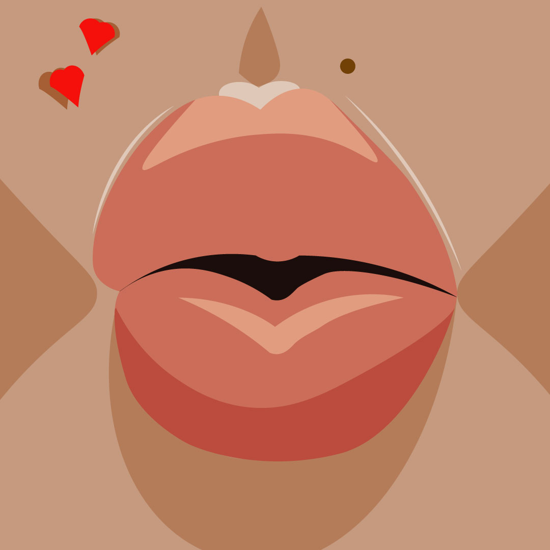Illustrazione grafica bocca che bacia world kissing day 2021
